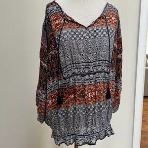 Lucky Brand Boho Print Top Plus SIze 1x
